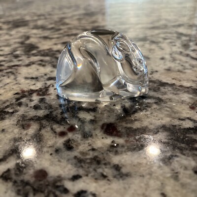 STEUBEN Signed Crystal Art Glass MOUSE 4  Paperweight-Hand Cooler