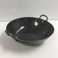 Hammered Chinese Wok Flat bottom / Double Handle by Yamada Kogyo -Japan