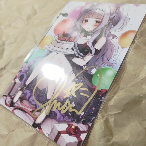 Hololive Murasaki Shion Birthday Voice 2020 Autographed Postcard Used Japan - Picture 2 of 3