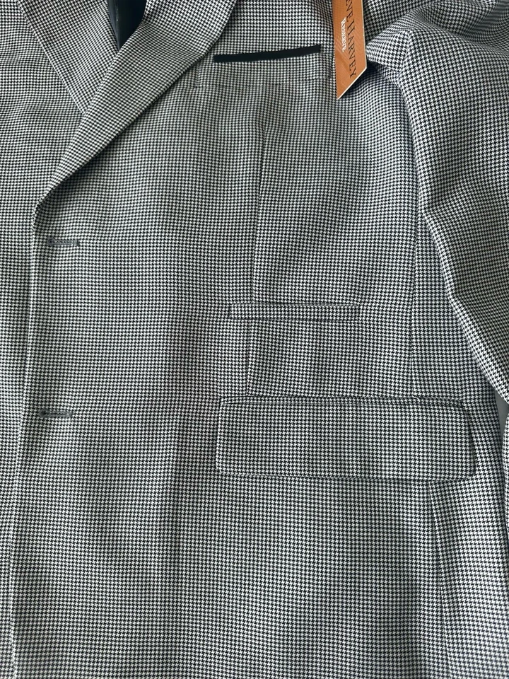 Nuevo con etiquetas Traje Chaqueta Steve Harvey Reserve 46R, Gris/Negro y Blanco A Cuadros. Foto 2 de 4