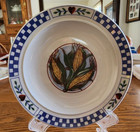 Corn on the Cob Bread Dessert Plates (pair) 6" Gibson Stoneware White Blue ! — photo 8