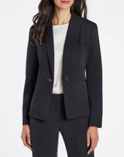 Kasper Separates Suit Holly Jacket Blazer 14 Black Classic 1 Button Poly NEW 99