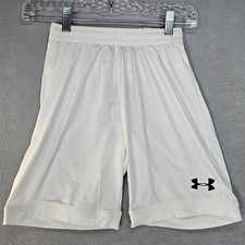 Under Armour Soccer Shorts Boys Small Loose Fit White Heat Gear