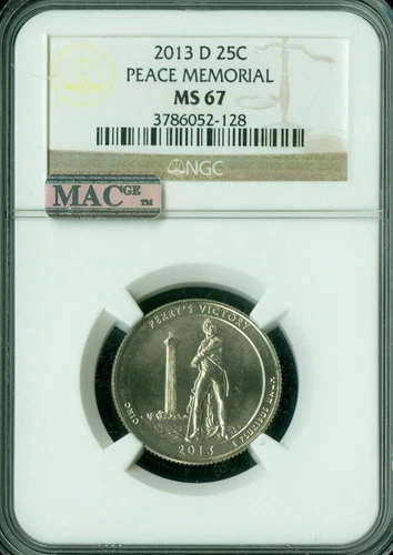 2013 D PEACE MEMORIAL QUARTER NGC MS67 PQ MAC SPOTLESS * 