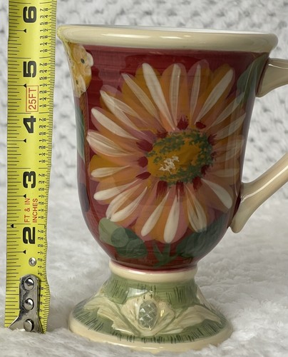 Certified International Floral Tapestry Pedestal Mugs Pamela Gladding Set of 4 - Picture 19 of 20