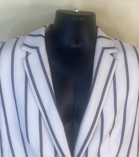 Talbots Petite Blazer Jacket Women's 14P White Striped Button Front Lined NEW - Picture 5 of 14