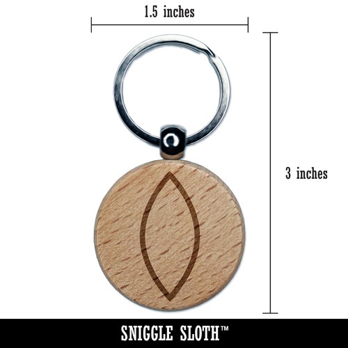 Leaf Simple Outline Engraved Wood Round Keychain Tag Charm - Picture 2 of 6