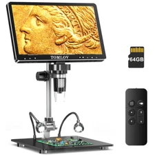 TOMLOV Digital Microscope 10" 20MP 1500X  Coins Microscope Soldering Microscope