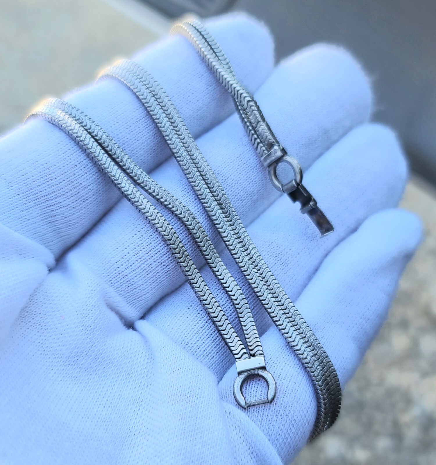 Vintage Sterling 925 Solid Silver Square Snake Ch… - image 3