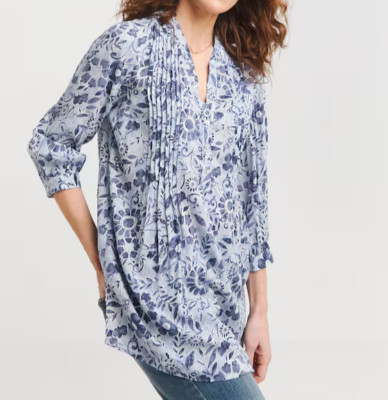 JULIPA DAMEN BLAU BEDRUCKT BIESEN DOBBY TUNIKA OBERTEIL NEU (ref 549)