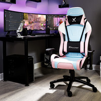 X ROCKER Agility PC Office Gaming Chair, Lumbar & Neck Support BUBBLEGUM Edition