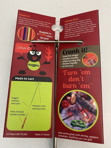 Fire Buggz Crank Eez Rotating Marshmallows Hot dog Roaster 4 Poles New - Picture 3 of 3