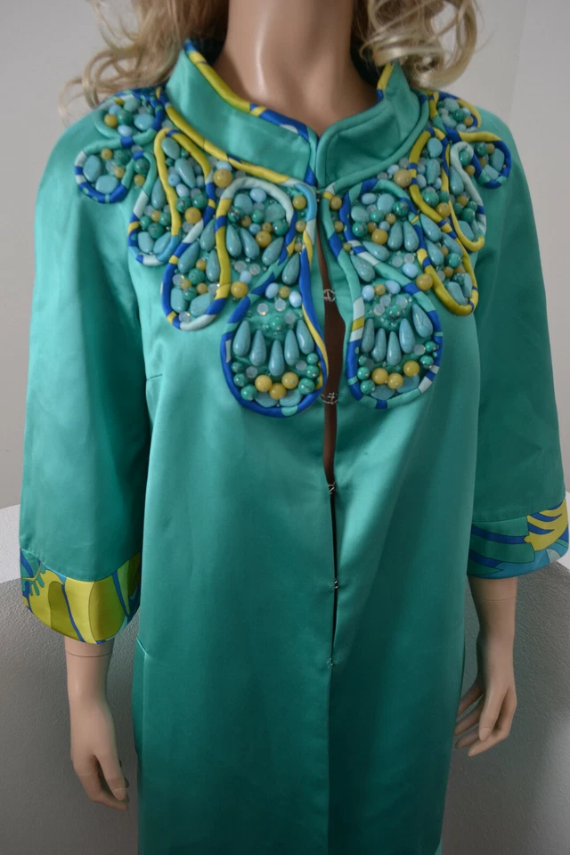 Emilio Pucci Firenze · Mantel Coat · Silk Seide Edelsteine Schmuck · IT 46 DE 40 - Bild 3 von 4