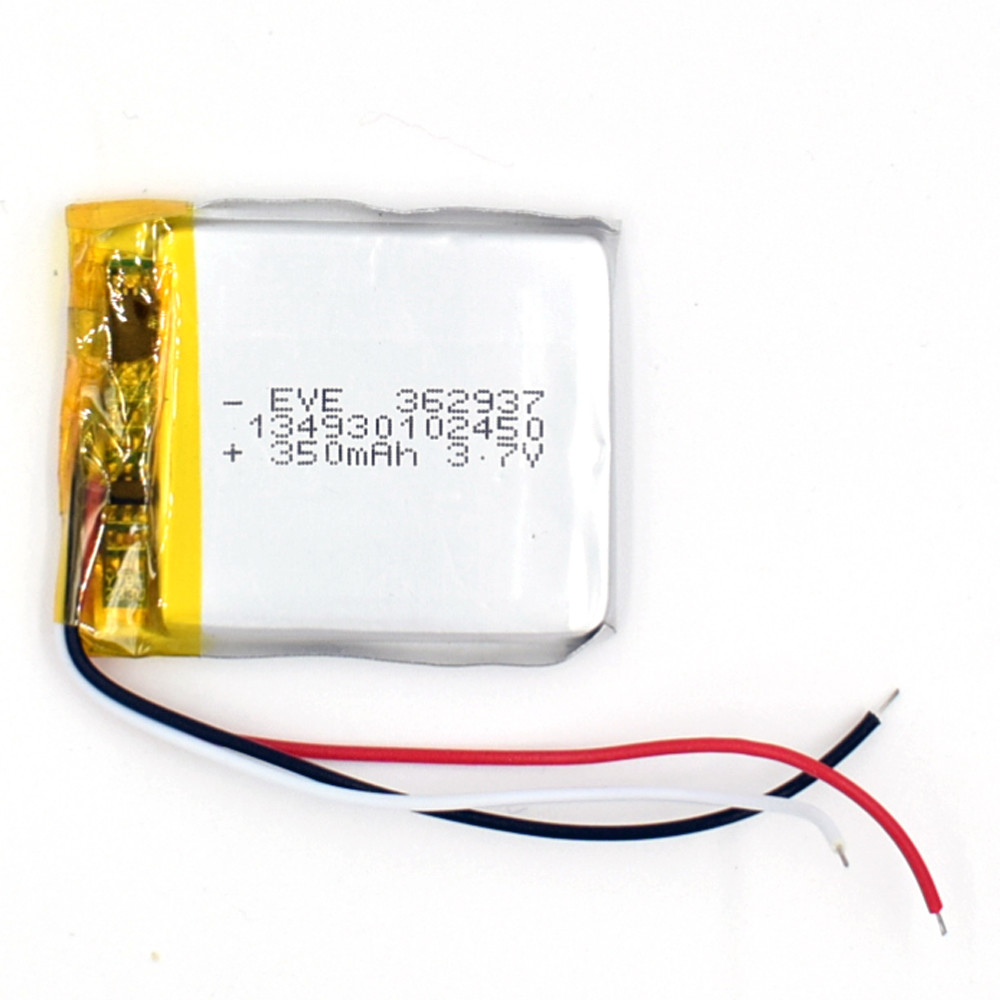 3.7V 350mAh Rechargeable Battery 362937 3wire Li-Polymer Li Po for GPS Recorder
