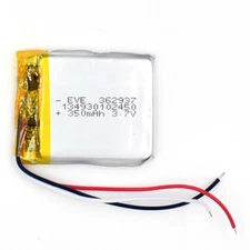 3.7V 350mAh Rechargeable Battery 362937 3wire Li-Polymer Li Po for GPS Recorder