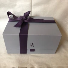 Bergdorf Goodman box rectangle small magnetic closure with ribbon empty gray