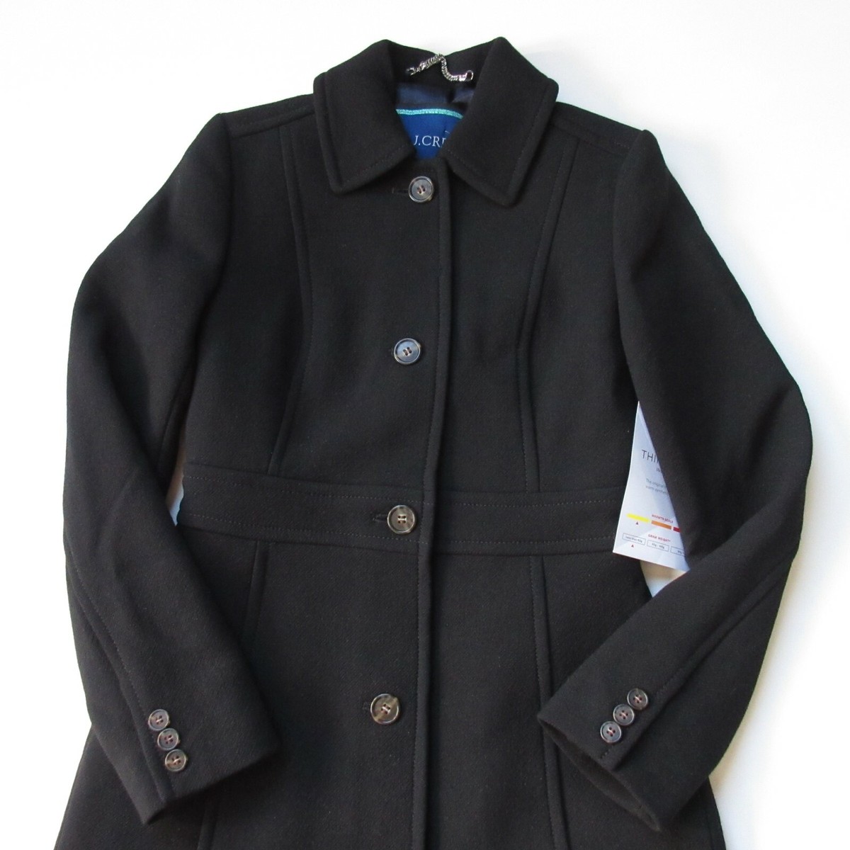 NWT J.Crew Classic Lady Day Coat in Black Italian Doublecloth Wool