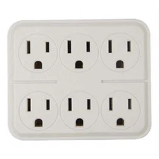 2 Pack White 6 Outlet Wall Outlet Adapters Multi Plug Power Splitters Electrical