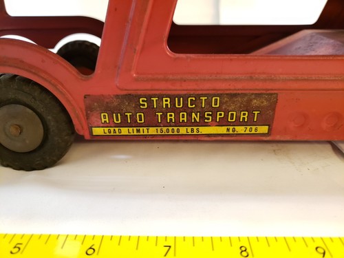 Structo Toys Auto Transport Truck & trailer all original paint, decals & tires - Picture 3 of 7