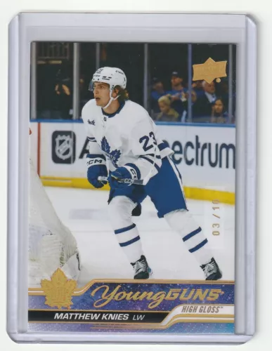 Matthew Knies 2023-24 UD Young Guns High Gloss #222 03/10 RC Maple Leafs