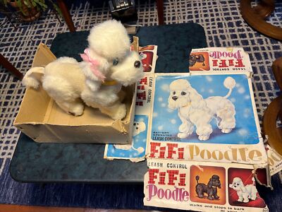 FIFI Poodle BATTERY OPERATED TIN TOY DOG ALPS JAPAN Damaged Box