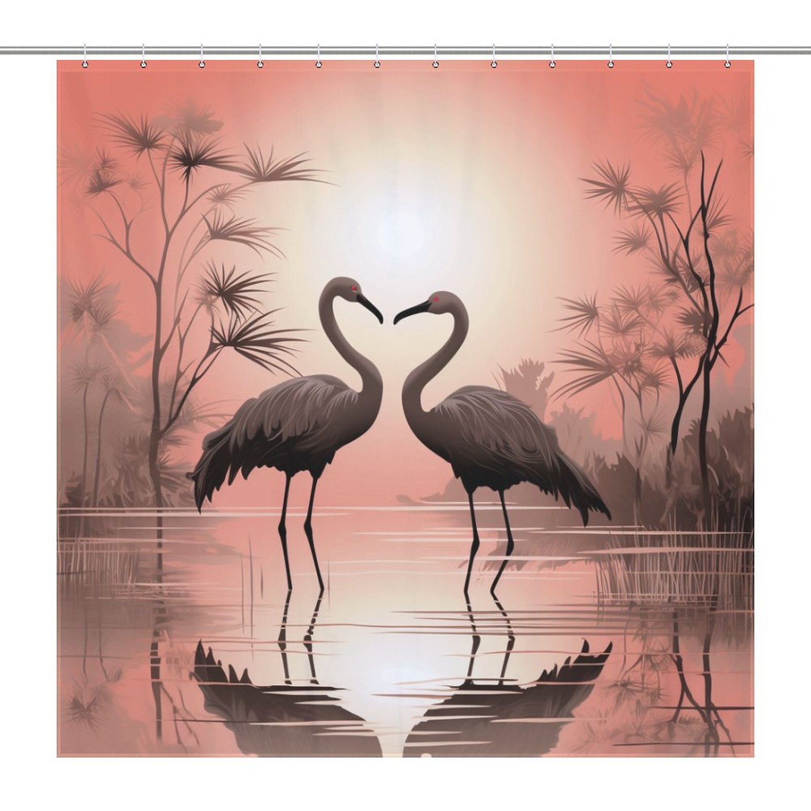 Homage to Painters Flamingo Waterproof Shower Curtain Artistic Bath Scene - Picture 16 of 17