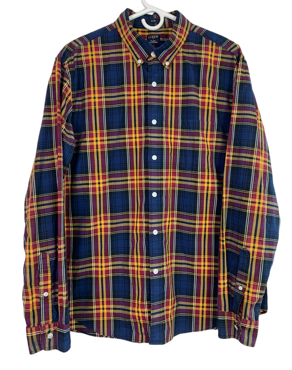 J.Crew Flex Washed Plaid Long Sleeve Shirt Size XL Slim Fit Autumn Colors