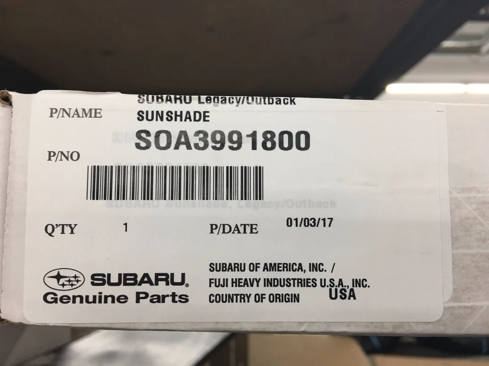 2015-2022 Outback & Legacy 正品斯巴鲁遮阳 SOA3991822 正品 原始设备制造商 全新 — 第 2/2 张图片