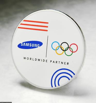 OLYMPIC PINS BADGE 2018 PYEONGCHANG SOUTH KOREA SAMSUNG SPONSOR ROUND WHITE RING