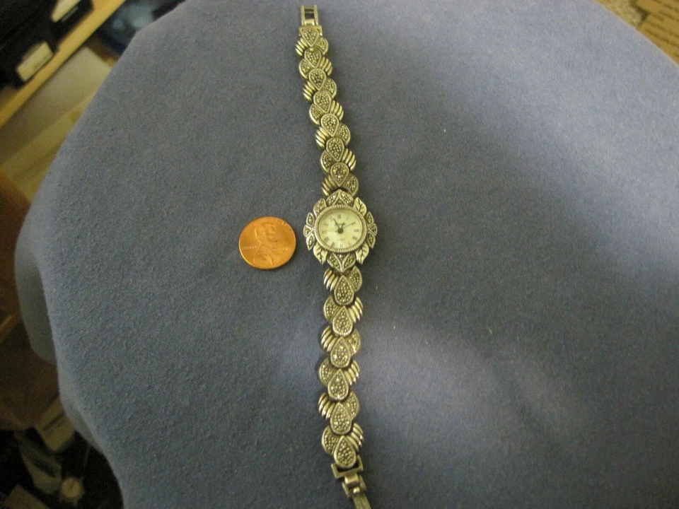 H69 Damas Plata Esterlina ROMA Marcassita Cuarzo Pulsera Foto 3 de 4