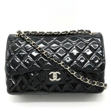 Chanel Matelassé30 Patent Leather Shoulder Bag Women Black One Size