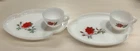 Set Of 2 Federal White Milk Glass ROSECREST Snack Sets Plate Cup Snacks
