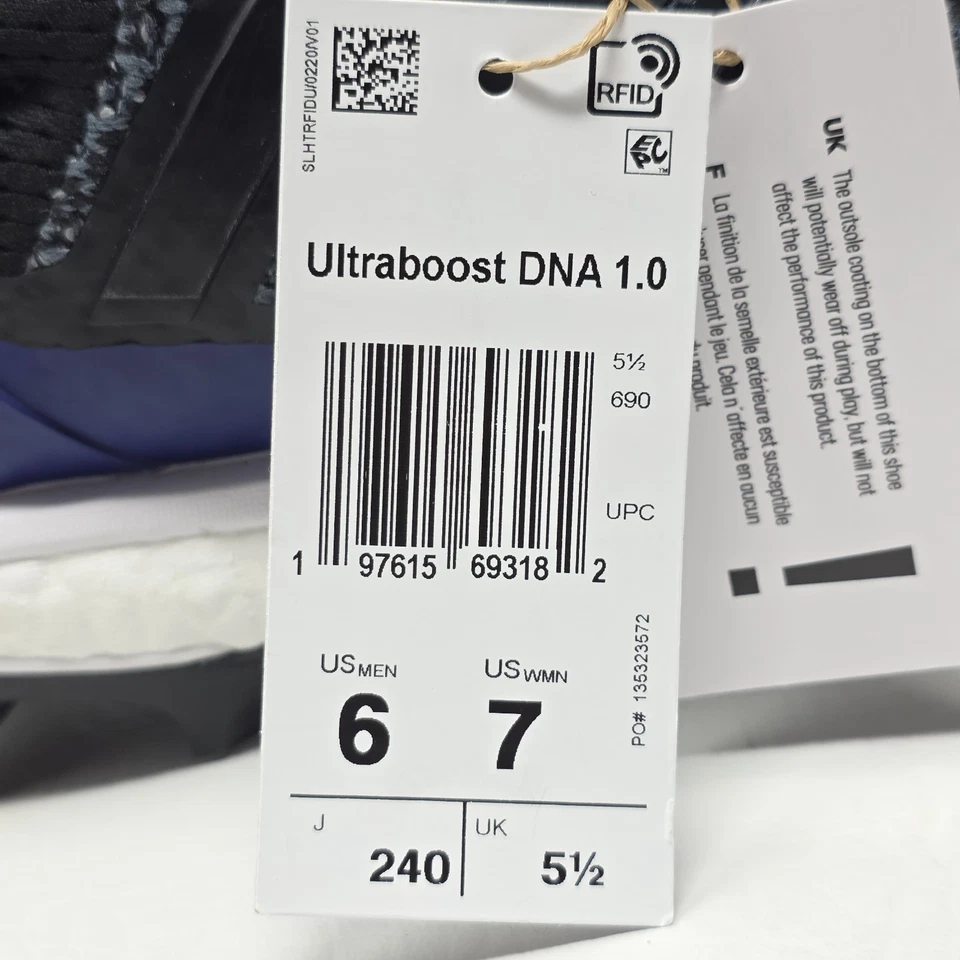 Adidas UltraBoost 1.0 ADN Negro Púrpura Metálico Béisbol IH5206 Hombres Talla 6 Nuevo Foto 4 de 4