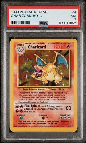 1999 POKEMON BASE SET UNLIMITED #4 CHARIZARD-HOLO PSA 7