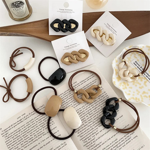 Nuevo conjunto de cuerdas para el cabello de mujer Corea bandas para el cabello de temperamento banda elástica de goma. - Imagen 9 de 26