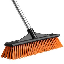 Image of WenYa Yard Brush Heavy Duty Outdoor, Long Handle Garden One Size, Orange