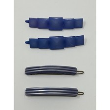 Lot 2 Pairs Vintage Blue Hair Barrette Clip Pearlescent 80s 90s France