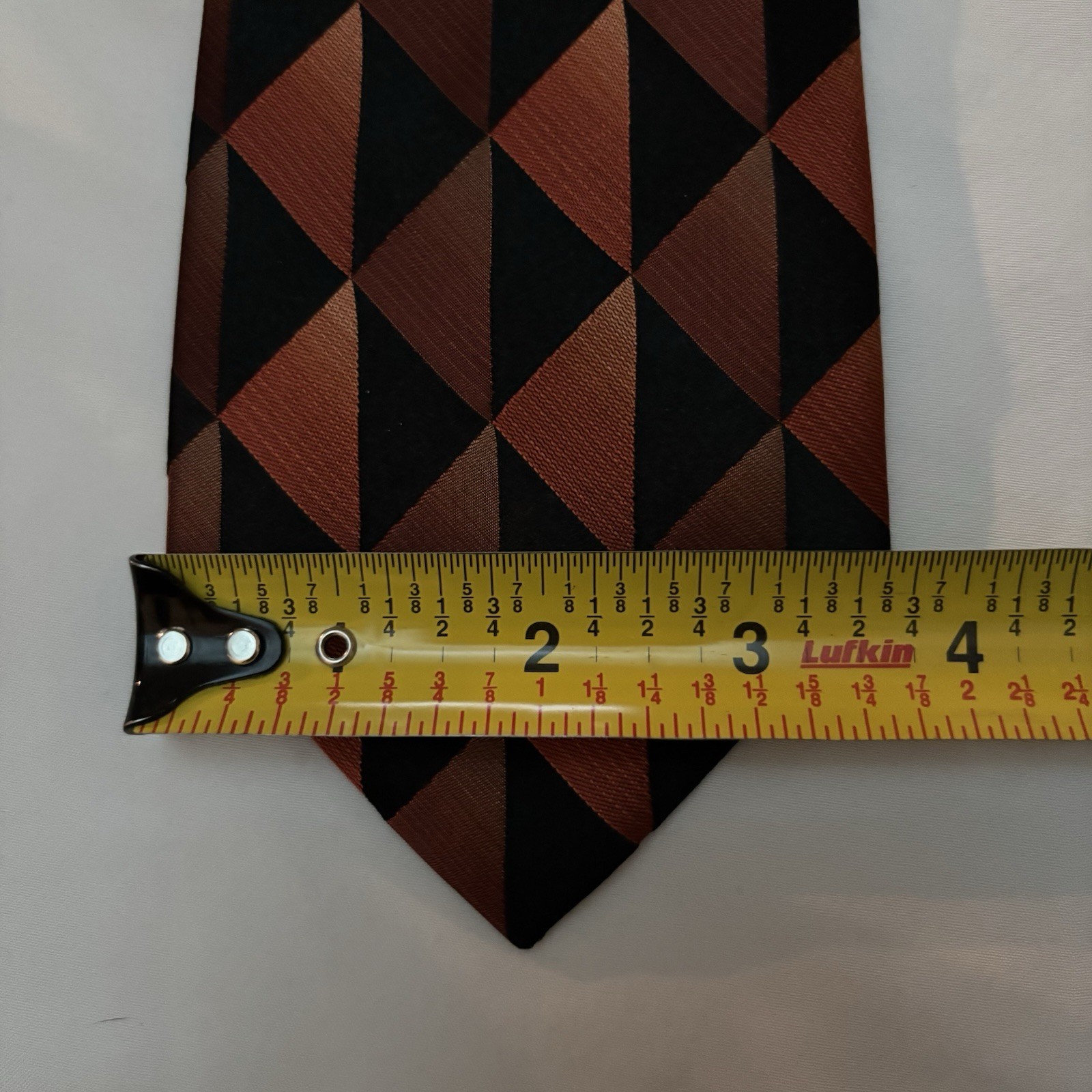 Arrow Orange Black Geometric Pattern 100% Silk Tie - image 6