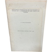 Philosophical Investigations English Law R.L. Stone De Montpensier 1970 Booklet