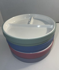 Elk  Friends Porcelain Divided Plates Silicone Suction Sleeves 6.25  D Set of 4