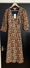 Seasalt Wild Spring Terracotta Midi Wrap Dress NWT Sze 10 Boho Cottagecore Folk
