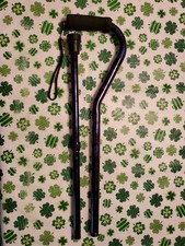 Carex Offset Designer Walking Cane Hgt 31"-40" Adjustable Cane Blue 250lb Wt UEC