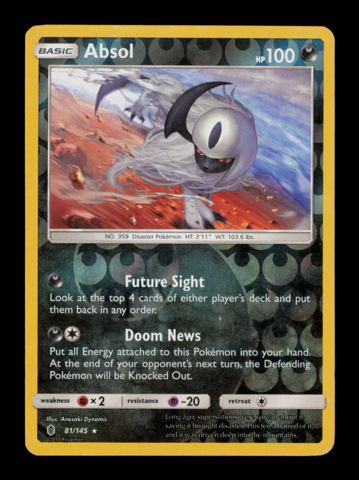 Absol 81/145 Pokemon Guardians Rising Holo Trading Card TC