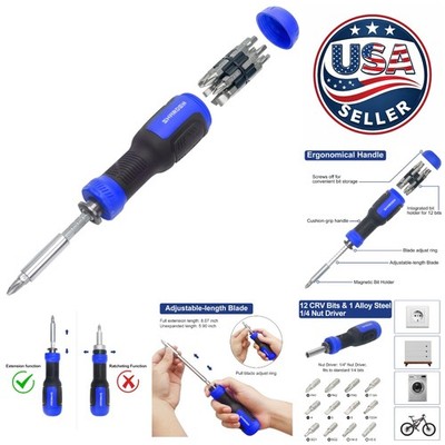 Durable 13-in-1 Screwdriver Set with Extension - Ideal for Hard-to- Areas