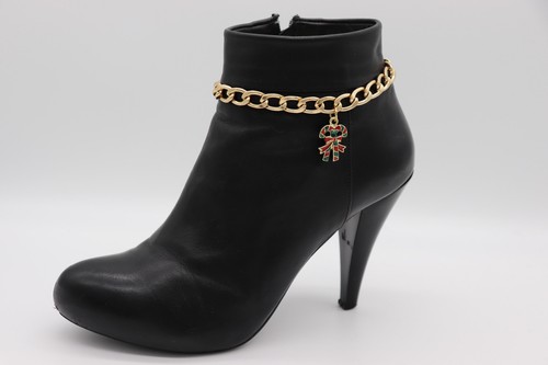 Damen 2 Stck. Stiefelkette Armbänder Westernschuh Weihnachten Zuckerstange Glitzer Anhänger - Bild 12 von 24