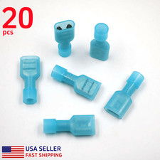 20PCS Blue Female 1/4" Spade Terminals Insulated Crimp AWG 16-14 Wire Connectors