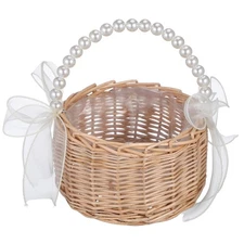  Small Wicker Flower Basket Decorative Storage Rattan Woven Hand Floral