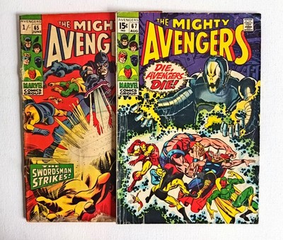 Avengers #65 & 67 | SILVER AGE | 1st Ultron 6 | Marvel Comics 1969 | Low Grade