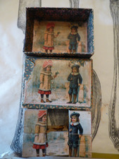 Victorian wood block puzzle lithograph pictures, 6 blocks, Germany, Incomplete