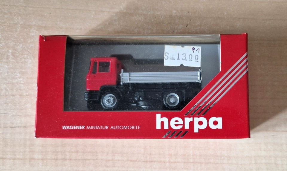 Herpa 866006 MAN F90 autocarro cassonato ribaltabile rosso 1:87 OVP - Immagine 4 di 4